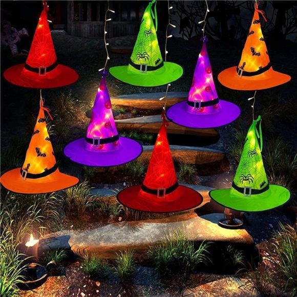 Other - 8Pcs Hanging Glowing Witch Hats 44ft Halloween Outdoor Lights String